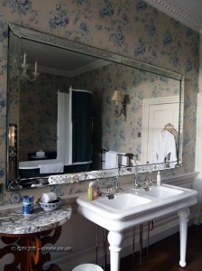 Bathroom reflection at Balfour Castle