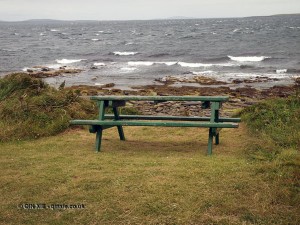 Bench by the sea at Balfour Castle
