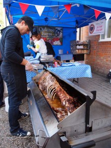 Hog roast at Aldeburgh Food and Drink Festival, Snape Maltings, Aldeburgh, Suffolk