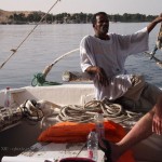 Man steering, Felucca ride on the Nile