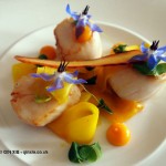 Salad of warm scallops and pickled carrots at Catch and Cook with Simon Hulstone in Torquay