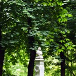 Statue in trees, Bruges, Belgium